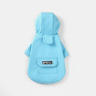 Imperméable pour petit chien bleu avec capuche et poche arrière pratique pour les promenades sous la pluie