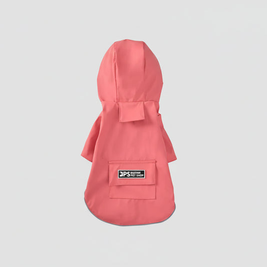 Imperméable pour petit chien rose avec capuche et poche arrière, idéal pour les jours de pluie