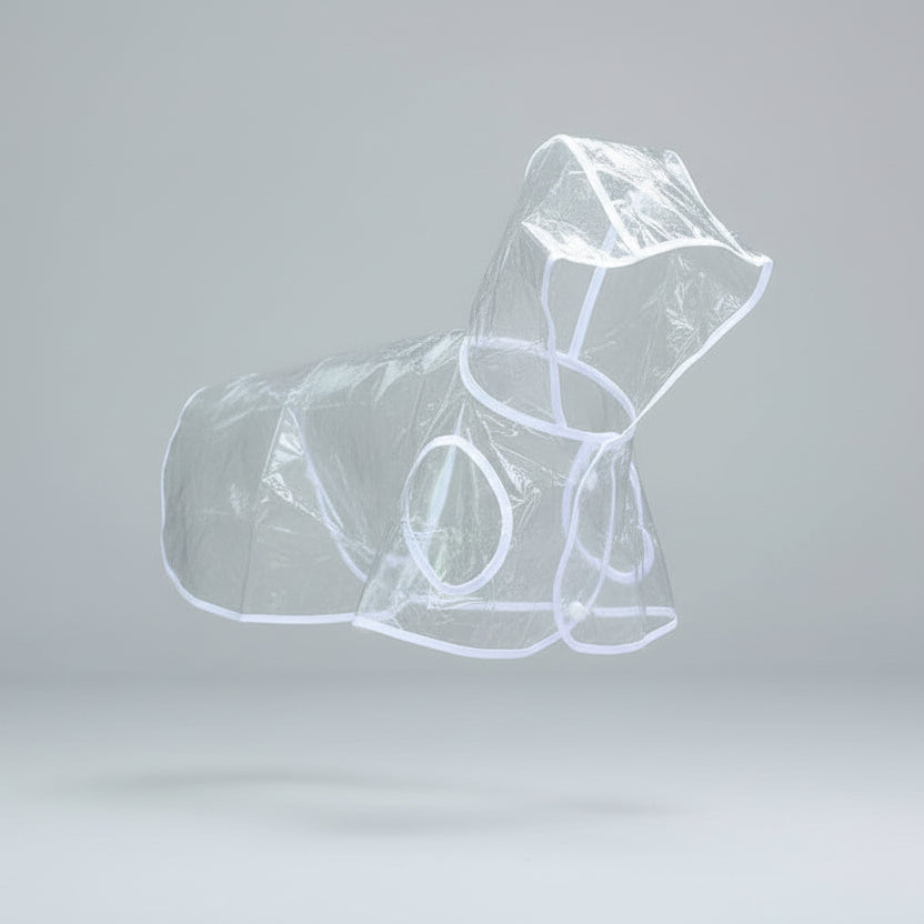 Imperméable transparent pour chien léger avec capuche et finitions réfléchissantes