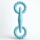 Jouet à mâcher chien Oscar et Plume en caoutchouc bleu avec picots pour nettoyage des dents