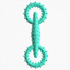 Jouet à mâcher chien Oscar et Plume en caoutchouc turquoise avec picots pour nettoyage des dents