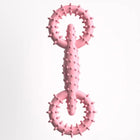 Jouet à mâcher chien rose avec texture à picots pour massage des gencives par Oscar et Plume