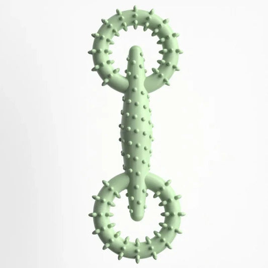 Jouet à mâcher chien vert avec texture à picots pour nettoyage des dents et mastication
