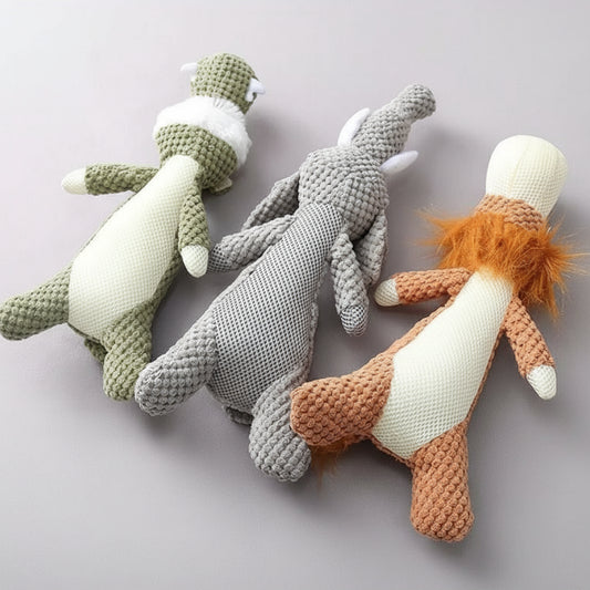 Jouet à mâcher pour chien Oscar et Plume en forme d'animaux tricotés colorés pour divertissement
