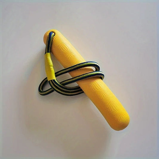 Jouet aquatique chien jaune avec corde noire et jaune pour jeu dans l'eau Oscar et Plume