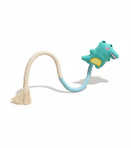Jouet corde pour chat en forme de crocodile avec une texture douce pour les jeux interactifs