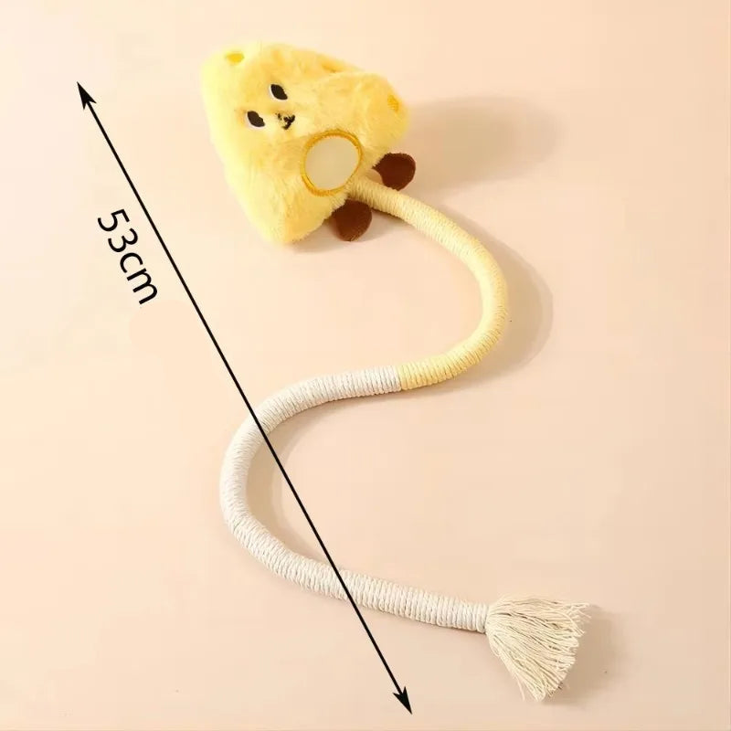 Jouet corde pour chat en forme de fromage avec une longueur de 53 cm et une texture douce