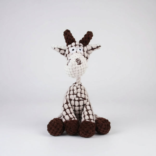 Jouet doux pour chien en forme de girafe en peluche texturée marron et beige Oscar et Plume