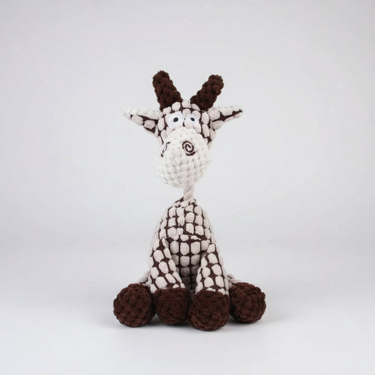 Jouet doux pour chien en forme de girafe en peluche texturée marron et beige Oscar et Plume