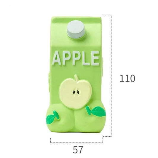 Jouet en caoutchouc chien chat en forme de brique de jus de pomme verte d Oscar et Plume