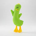 Load image into Gallery viewer, Jouet en peluche pour chien en forme de canard vert avec des pattes jaunes, idéal pour le jeu
