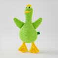 Load image into Gallery viewer, Jouet en peluche pour chien en forme de canard vert avec des bras et des pattes jaunes
