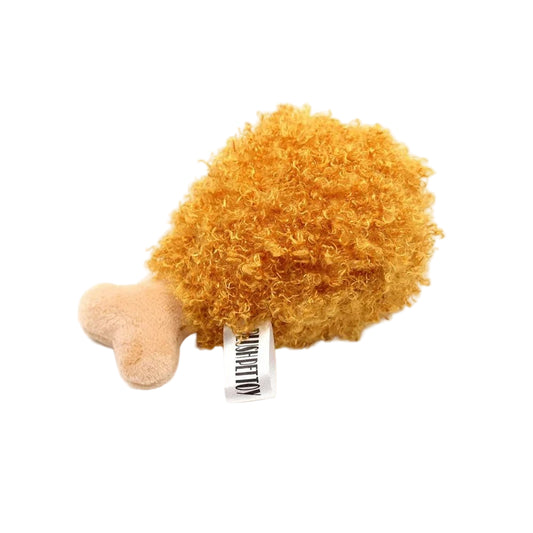 Jouet en peluche pour chien en forme de cuisse de poulet dorée et moelleuse