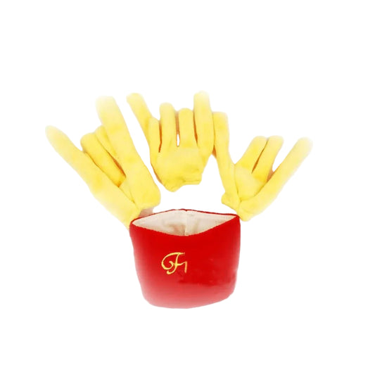 Jouet en peluche pour chien jaune et rouge signé Oscar et Plume avec design unique et doux