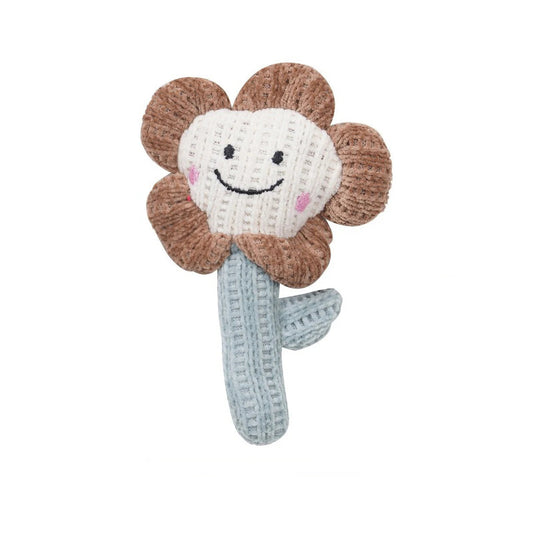 Jouet herbe pour chat en forme de fleur souriante avec des couleurs douces et texturée