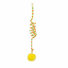 Jouet interactif pour chat de Oscar et Plume avec un pompon jaune et une corde colorée