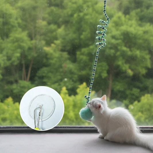 Jouet interactif pour chat avec ventouse et corde spiralée pour le plaisir des félins