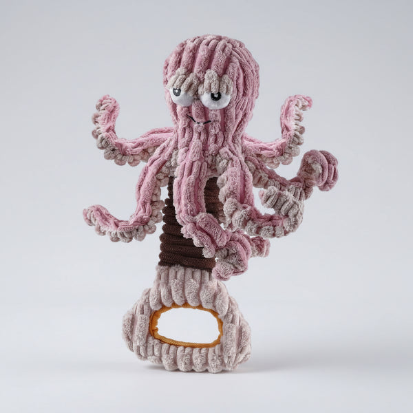 Jouet interactif pour chien en forme de pieuvre en peluche douce et colorée