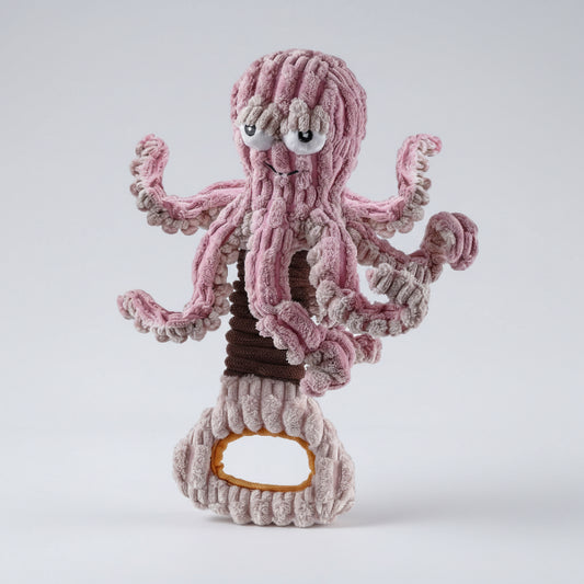 Jouet interactif pour chien en forme de pieuvre en peluche douce et colorée