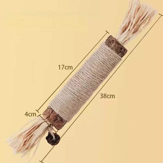 Jouet naturel pour chat Oscar et Plume en corde de sisal et fibres naturelles avec dimensions