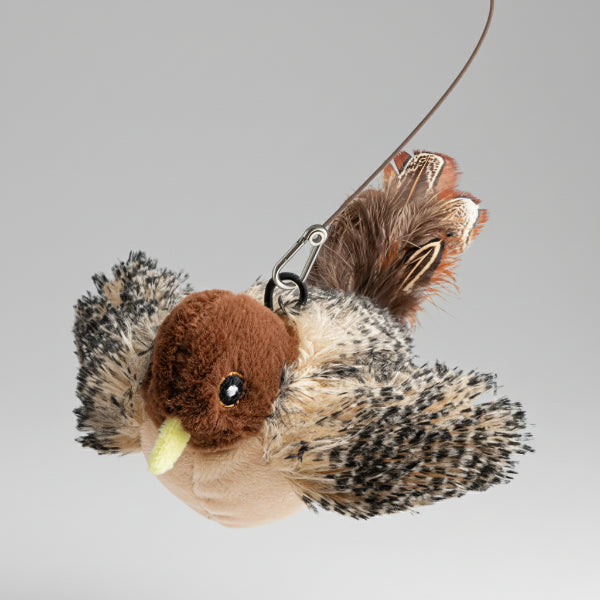 Jouet oiseau interactif pour chat avec plumes et sons réalistes pour divertir votre félin