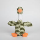 Jouet peluche chien en forme d'oie avec texture en pois verts et oranges de 27 cm