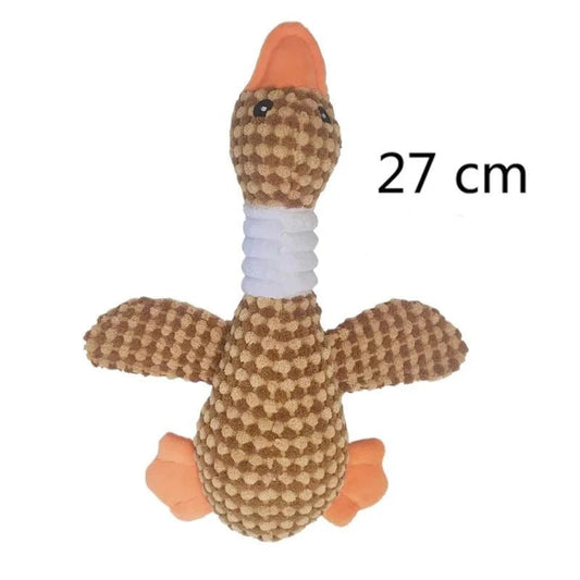 Jouet peluche chien en forme d'oiseau brun avec détails orange et texture douce de 27 cm