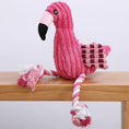 Carica l'immagine nel visualizzatore della galleria, Jouet peluche pour chien en forme de flamant rose avec cordes colorées pour le jeu
