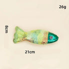 Jouet poisson pour chat coloré en tissu doux, mesurant 21 cm et pesant 26 g