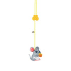 Jouet pour chat Oscar et Plume en forme de souris grise avec clochette et corde jaune