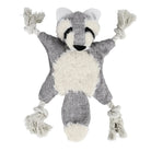 Jouet pour chien en forme de raton laveur avec corde nouée et texture douce gris et blanc