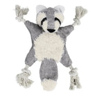 Jouet pour chien en forme de raton laveur avec corde nouée et texture douce gris et blanc