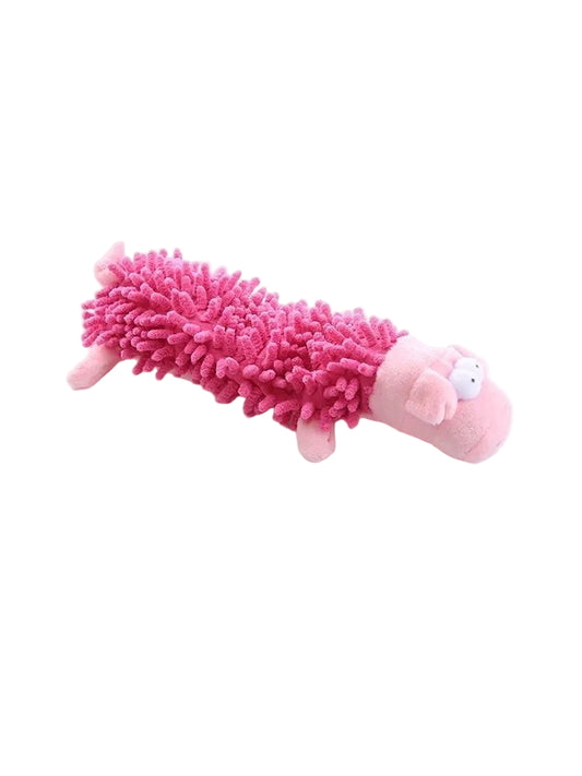 Jouet sonore peluche pour chien en rose avec texture douce et longueur de 25,5 cm