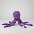 Carica l'immagine nel visualizzatore della galleria, Jouet sonore pour chien en forme de pieuvre violette avec bras texturés pour le plaisir des animaux
