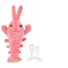 Jouet vibrant pour chien et chat en forme de homard rose avec câble de chargement USB