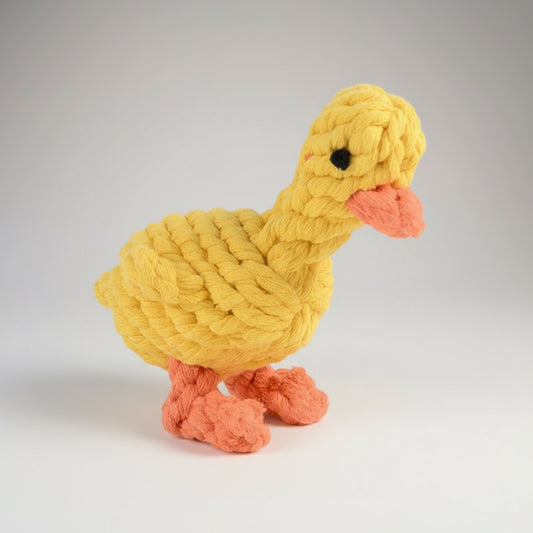Jouet à mâcher pour chien en corde tressée jaune et orange en forme de canard Oscar et Plume