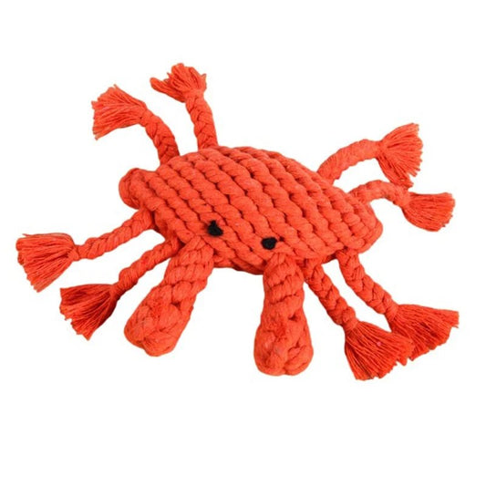 Jouet à mâcher pour chien en corde tressée forme crabe rouge de Oscar et Plume