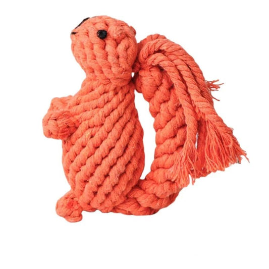 Jouet à mâcher pour chien forme écureuil en corde tressée orange durable Oscar et Plume