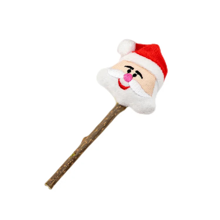 Bâton de jeu avec une tête de Père Noël, parfait pour les jouets de Noël pour chat