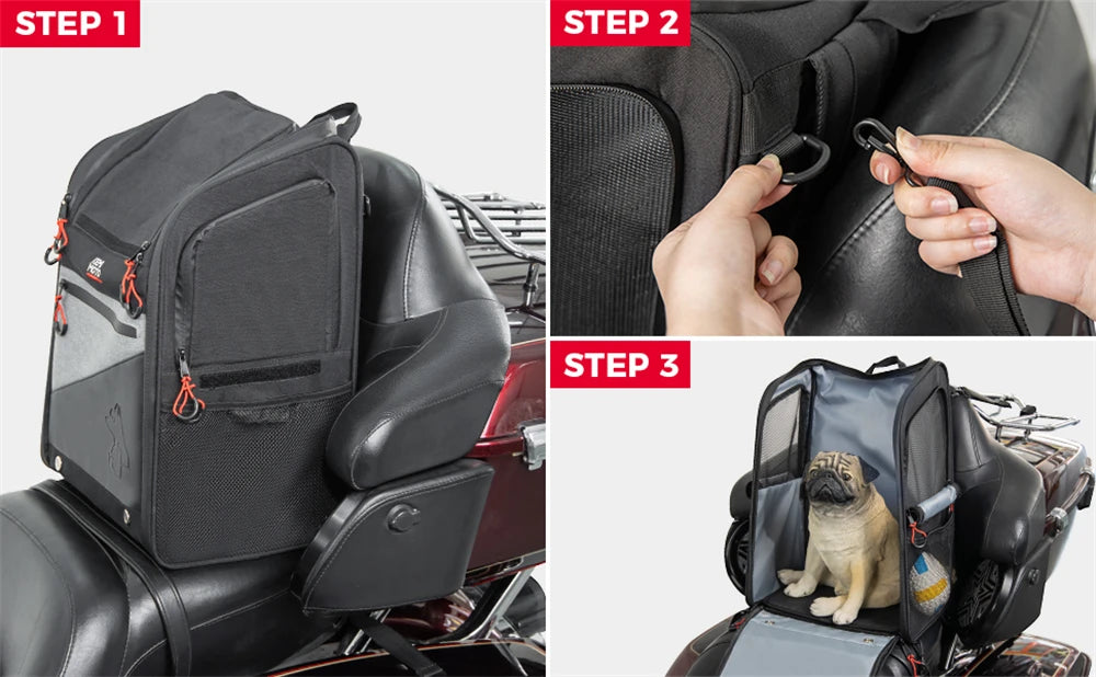 Durable and comfortable dog motorcycle bag Oscar et Plume