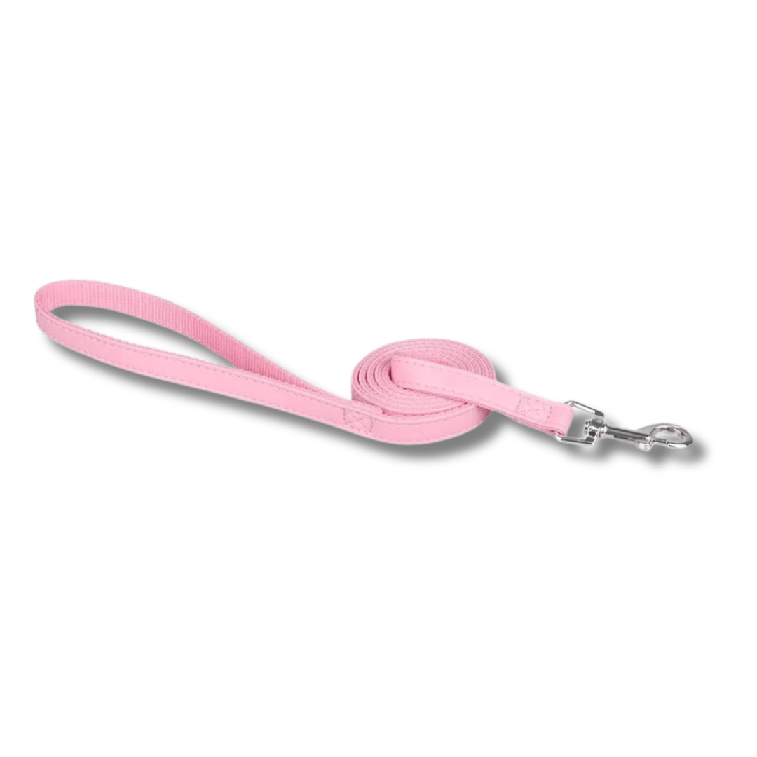 Laisse doublée en cuir durable Oscar et Plume Rose