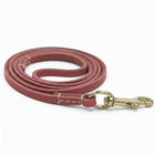 Laisse en cuir pour chien de couleur bordeaux avec attache en métal doré par Oscar et Plume