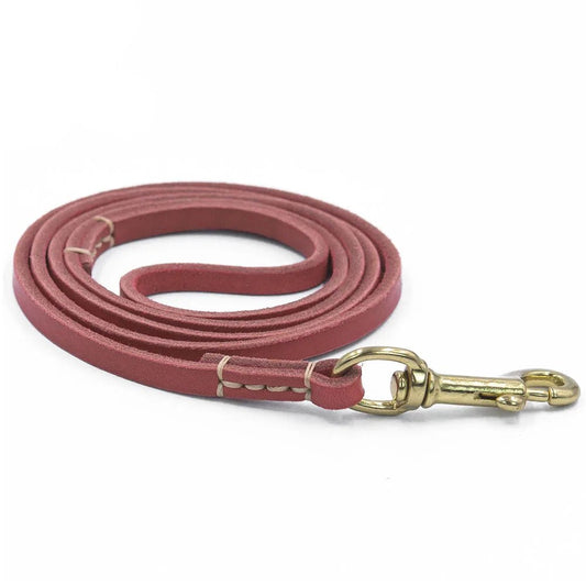 Laisse en cuir véritable pour chien Oscar et Plume Rouge / 180 cm (Largeur 0.8 cm)