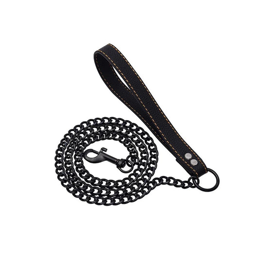 Laisse en métal pour chien Oscar et Plume avec couture en cuir pour un style élégant et durable