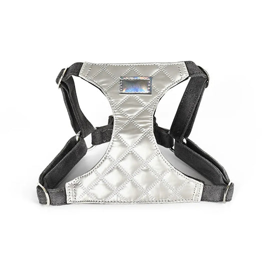 Harnais pour chien Oscar et Plume en polyester argenté, doux et durable, idéal avec une laisse et harnais pour chien