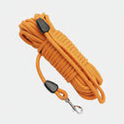Laisse longue pour chien orange en corde résistante avec mousqueton métallique Oscar et Plume