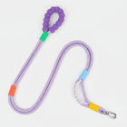 Laisse main libre chien en corde violet avec poignée rembourrée et mousqueton métallique