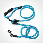 Laisse mains libres pour chien en bleu avec design réfléchissant et prise en main confortable
