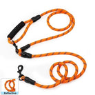 Laisse mains libres pour chien en corde orange réfléchissante avec poignée et mousqueton durable
