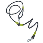 Laisse réfléchissante pour chien noire avec détails verts et mousquetons métalliques Oscar et Plume
